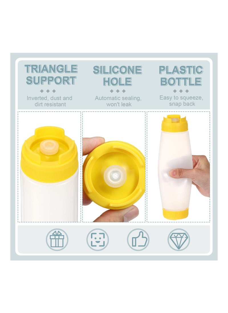 SYOSI - 3Pcs 16oz Plastic Squeeze Bottles at Both Ends Refillable Tip Large Valve Condiment for Ketchup Sour Cream Self Sealing Syrup Dispenser for Restaurants Kitchen - Image 1