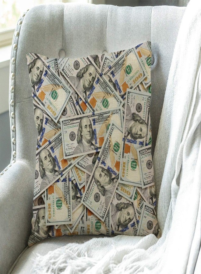 Swono Hundred Dollar Bill Farmhouse Pillow Cover 18x18 Inch Home Decor Cotton Linen Throw Pillow Case Cushion Cover for Sofa Couch - Image 3