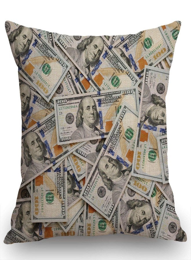 Swono Hundred Dollar Bill Farmhouse Pillow Cover 18x18 Inch Home Decor Cotton Linen Throw Pillow Case Cushion Cover for Sofa Couch - Image 1