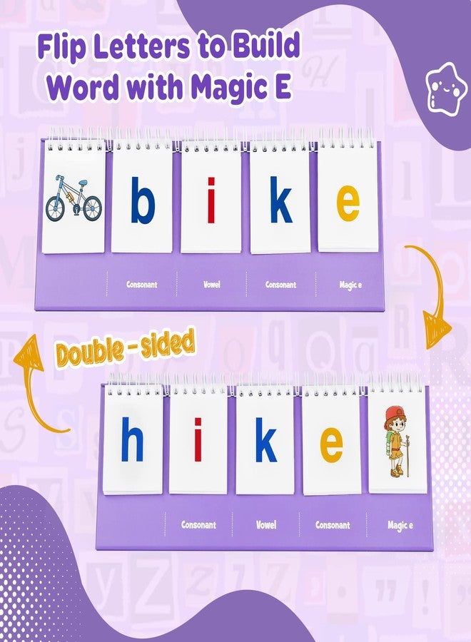 Aizweb Magic E Word Games,Phonics Games Flash Card for Preschool Kindergarten Classroom Must Haves,Spelling Reading Learning Games,Speech Therapy Montessori Educational Toy for Kid 3 4 5 Year Old - Image 2