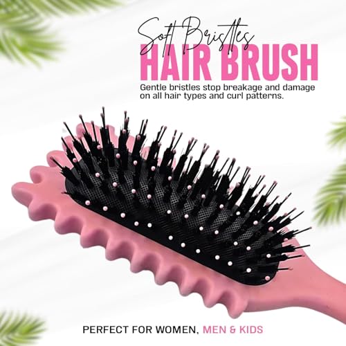 Jiffix Curly Hair Brush – Curl Defining & Detangling Brush for Women & Men – Boar Bristle Styling Brush for Shaping, Combing & Enhancing Natural Curls – Suitable for All Hair Types (RED) - Image 3