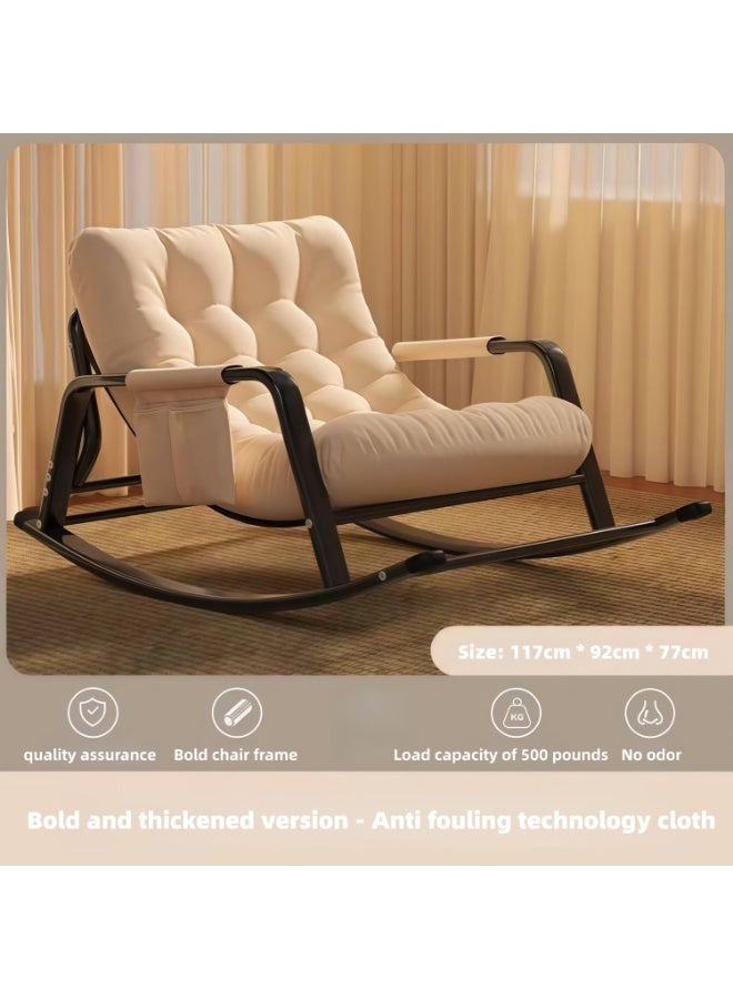 GUDOO Grand patio Outdoor Double rocking Chair，Modern Double Rocking Chair with Soft Cushion, Patio Leisure Armchair, Ergonomic Chairs, Living Room & Bedroom Rocker with Side Pockets (beige) - Image 4