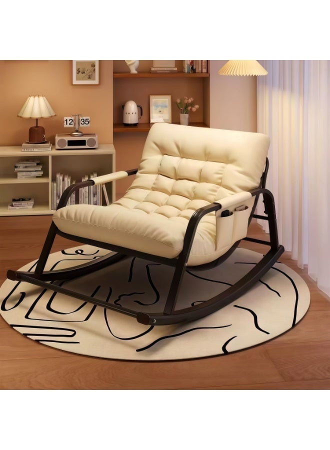 GUDOO Grand patio Outdoor Double rocking Chair，Modern Double Rocking Chair with Soft Cushion, Patio Leisure Armchair, Ergonomic Chairs, Living Room & Bedroom Rocker with Side Pockets (beige) - Image 1