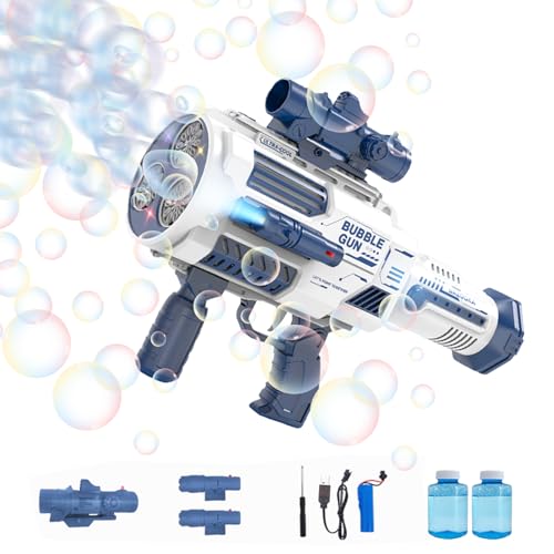 houscly Automatic Rechargeable Bubble Gun for Kids 36 Holes Blue Bubble Blower Gun Blaster Machine for Boys Girls Bubble Toys for Summer Fun Wedding Party Pistola de Burbujas para Nios - Image 1