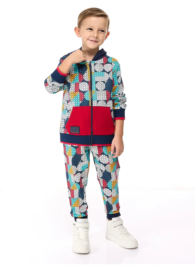 victor and jane Victor And Jane Boys Multi All Over Print Hoodie and Joggers Set