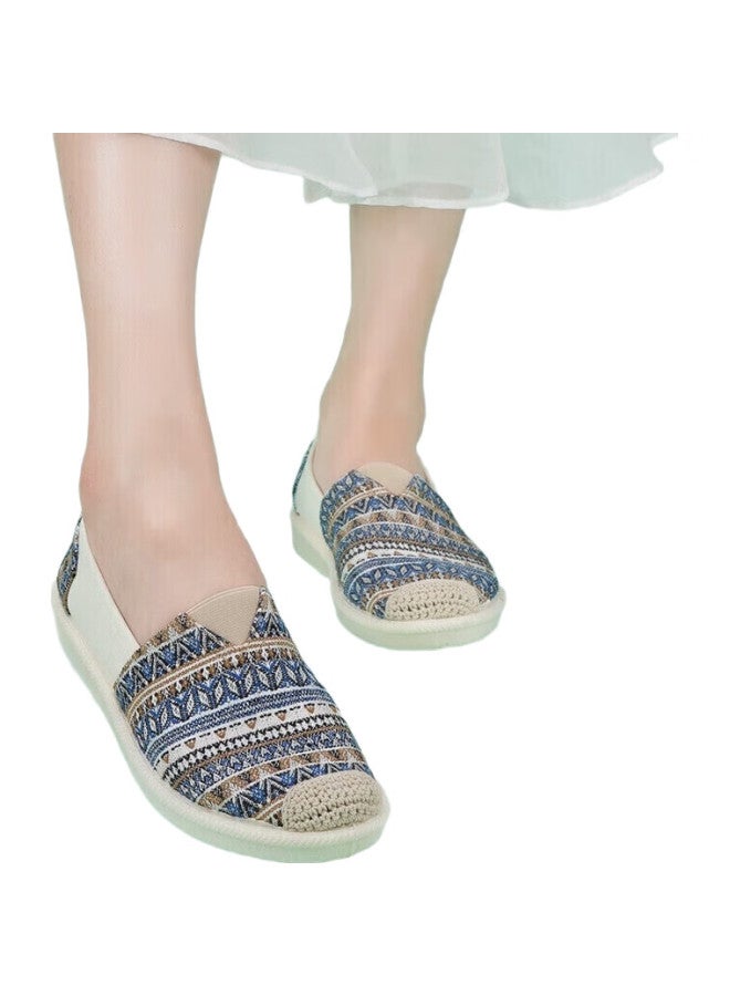 BUSHEYUAN Women'S Shoes, Nurse Work Flats, Ethnic Style Casual Old Beijing Cloth Shoes For Women, 110-7043, Yellow, Size 38 - Image 2