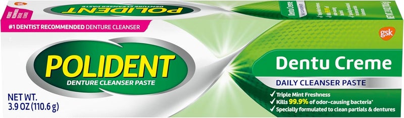 Polident Dentu-Creme Daily Cleanser Paste, 3.9 oz (Pack of 6) - Triple Mint Freshness