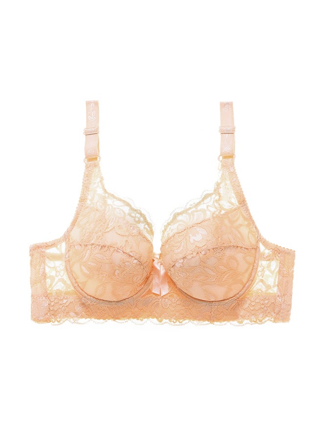 Lace Trimmed Push Up Underwire Bra Plus Size Adjustable Side Slimming Design Underwear Thin Cotton Cups Breathable Mesh Bra  - Image 1