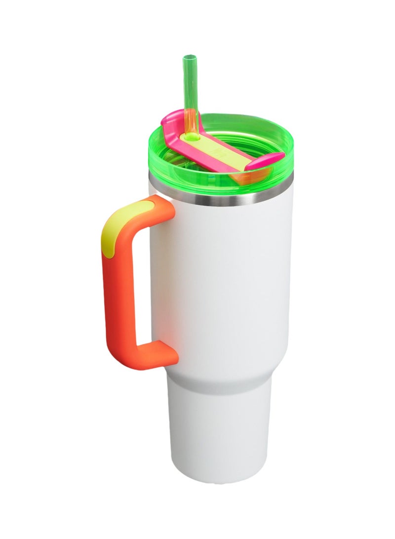 Stanley Stanley 40 oz. Quencher H2.0 FlowState Tumbler – Spring Fling Collection - Neon White - Image 3