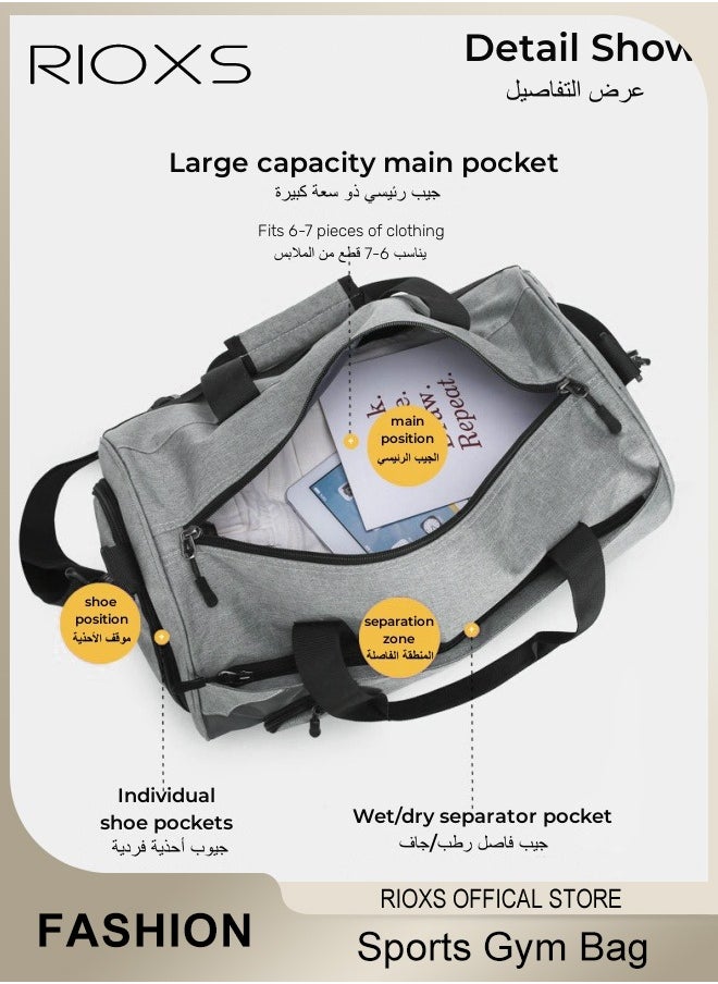 RIOXS - Sports Gym Bag with Shoes Compartment Dry Wet separation Sports Bag Fitness Bag Outdoor Sport Travel Duffel Bag for Men and Women Yoga Sports Backpack - Image 1