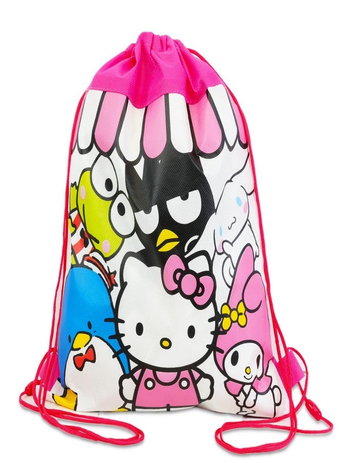 Hello Kitty طقم بطانية فليس هالو كيتي وحقيبة سحب - حزمة مع بطانية هالو كيتي الناعمة بالإضافة إلى حقيبة سحب، ملصقات، والمزيد للأطفال، البالغين، والأطفال | بطانية فليس هالو كيتي المريحة 50" x 70" - Image 3