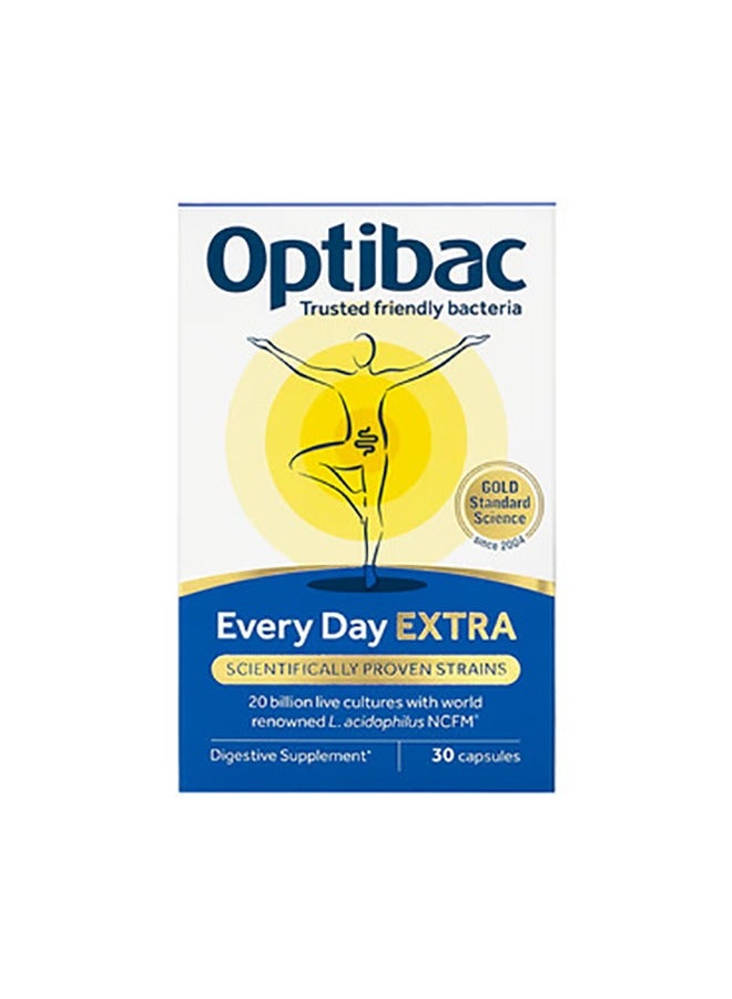 Optibac Probiotics مكمل بروبيوتيك هضمي إضافي يحتوي على 20 مليار ثقافة بكتيرية وألياف فوسفوليبيد، 30 كبسولة - Image 1