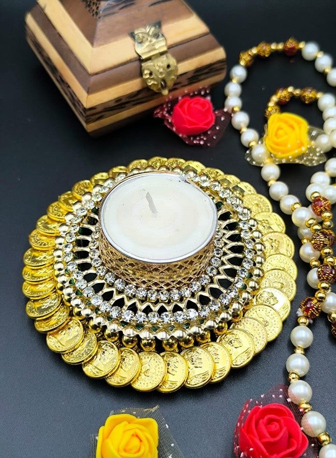 Handcrafted Tea Light Candles with Ginni Frame & Tea Light (5 hrs.) Diwali Festival Decoration - 4 inches (Pack of 2) - Image 3