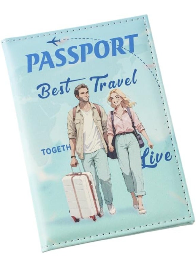 SHOWDAY Passport Holder Cover for Men & Women, PU Leather Travel Passport Case with Card Slots, Lightweight Protective Passport Wallet, Cute Travel Design - Image 1