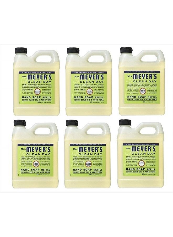 Mrs. Meyer's Clean Day Earth Friendly, Mrs. Meyers Liquid Hand Soap Refill 33 Oz Lemon Verbena Scent - Pack of 6  - Image 1