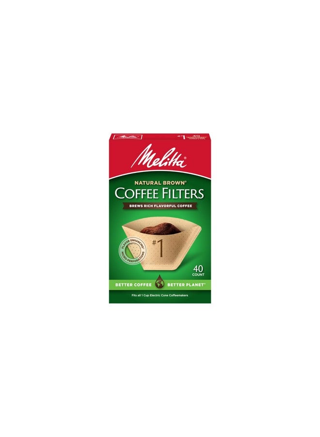 Melitta Melitta #1 Cone Coffee Filters, Unbleached Natural Brown, 40 Count (Pack of 12) 480 Total Filters Count - Packaging May Vary  - Image 1