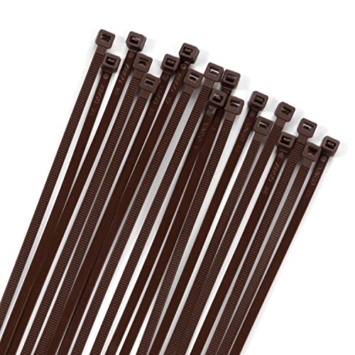 XINGO 100PCS Cable Zip Ties Heavy Duty, Premium Nylon Plastic Wire Ties with 50 Pounds Tensile Strength, Self-Locking Black Nylon Zip Ties for Indoor and Outdoor (16 inch, Brown) - Image 1