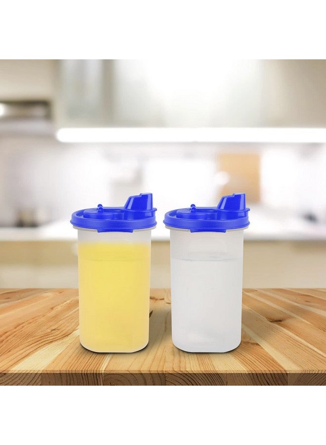 SIMPARTE Set of 2 Blue Plastic Oil Dispensers - 585ml Each - with Flip-Top Pouring Nozzle | Leak-Proof Oil Pourer Container for Cooking and Kitchen Use | Easy Flow, BPA-Free for Everyday Use - Image 2