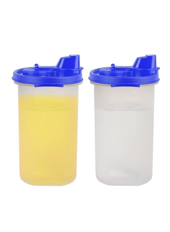 SIMPARTE Set of 2 Blue Plastic Oil Dispensers - 585ml Each - with Flip-Top Pouring Nozzle | Leak-Proof Oil Pourer Container for Cooking and Kitchen Use | Easy Flow, BPA-Free for Everyday Use - Image 1