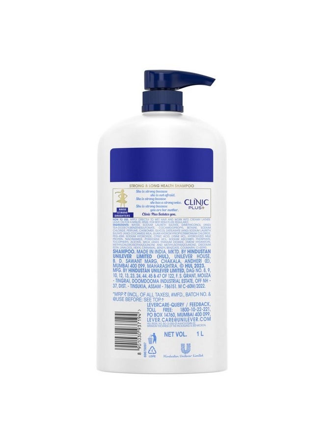 Clinic Plus Strong & Long Shampoo 1 L|| With Milk Proteins & Multivitamins For Healthy And Long Hair - Strengthening Shampoo For Hair Growth  - Image 1