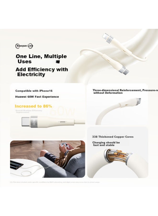 WP In-1 Charging Cable Fast Charge One Drag Three Silicone Car Charger Suitable For Apple Iphone 16 Huawei Android Tablet Notebook Multi-function Type-c - Image 2