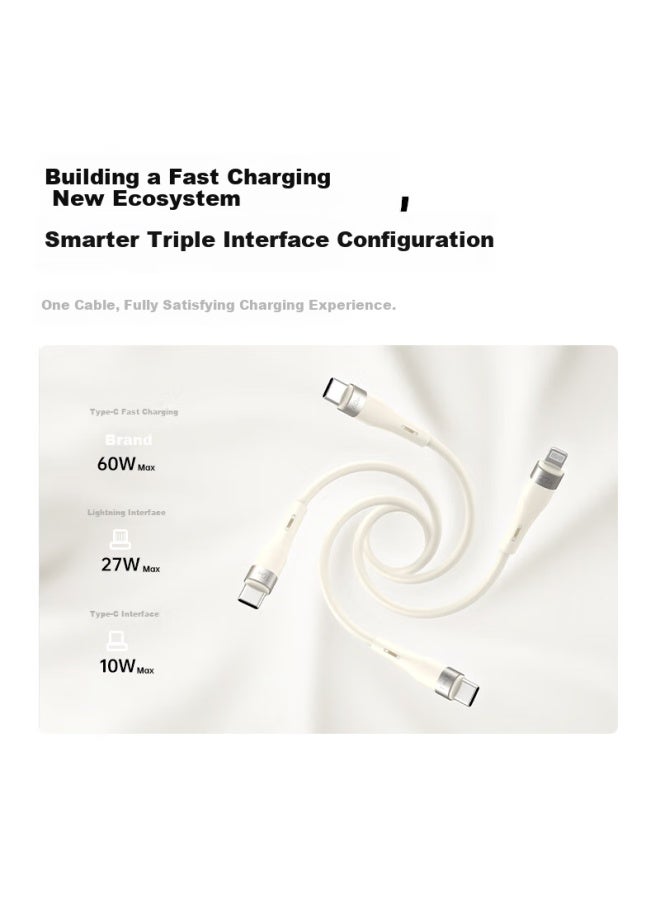WP In-1 Charging Cable Fast Charge One Drag Three Silicone Car Charger Suitable For Apple Iphone 16 Huawei Android Tablet Notebook Multi-function Type-c - Image 4
