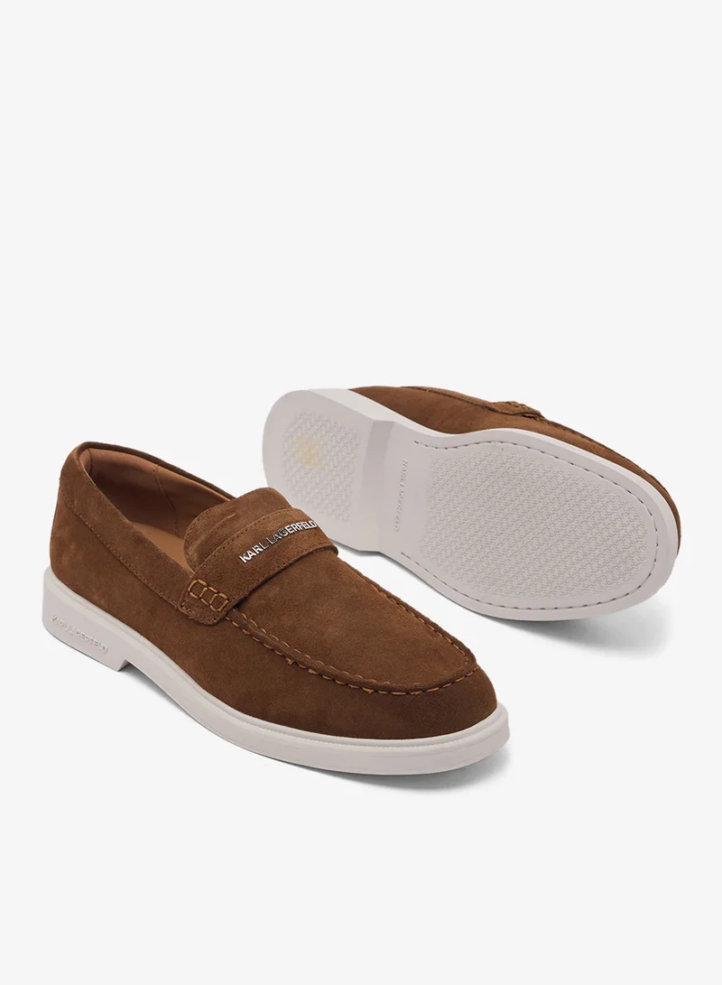 Karl Lagerfeld Mid Brown Suede Kori Loafers for Men | Best Price UAE