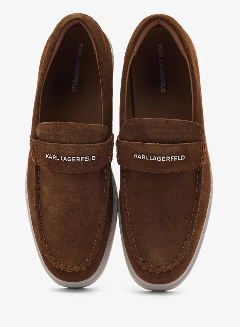 Karl Lagerfeld Mid Brown Suede Kori Loafers for Men | Best Price UAE