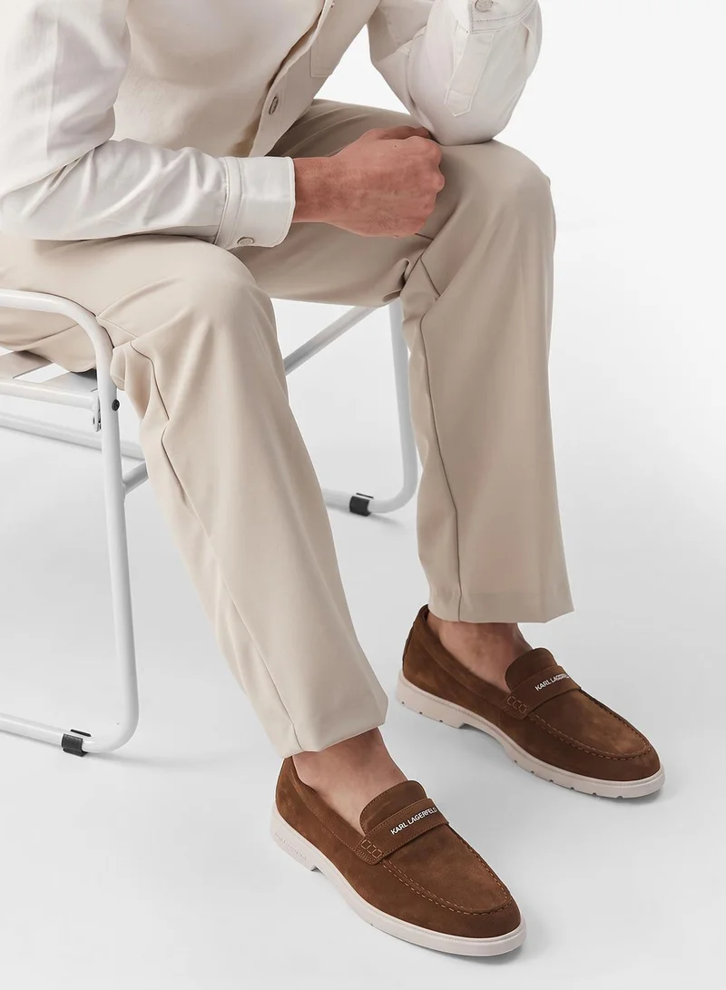 Karl Lagerfeld Mid Brown Suede Kori Loafers for Men | Best Price UAE