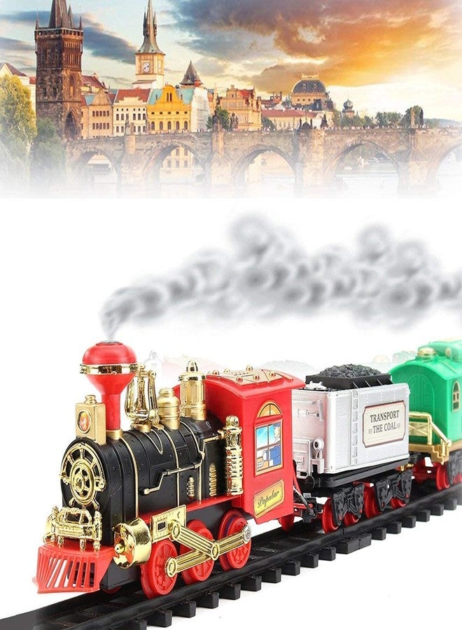 OANGO Choo Choo Train with Track, Super Train Toys Choo Choo Vintage Train with Smoke Toy Set, Sound and Real Smoke with Flashlight for Kids Aged 3 Years and Above (Multicolour) - Image 2