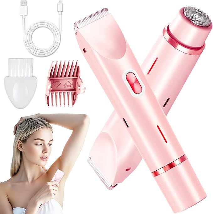 Waterproof Rechargeable Ladies Electric Shaver Dual Head Full Body Wet & Dry Hair Removal Razor - Image 1