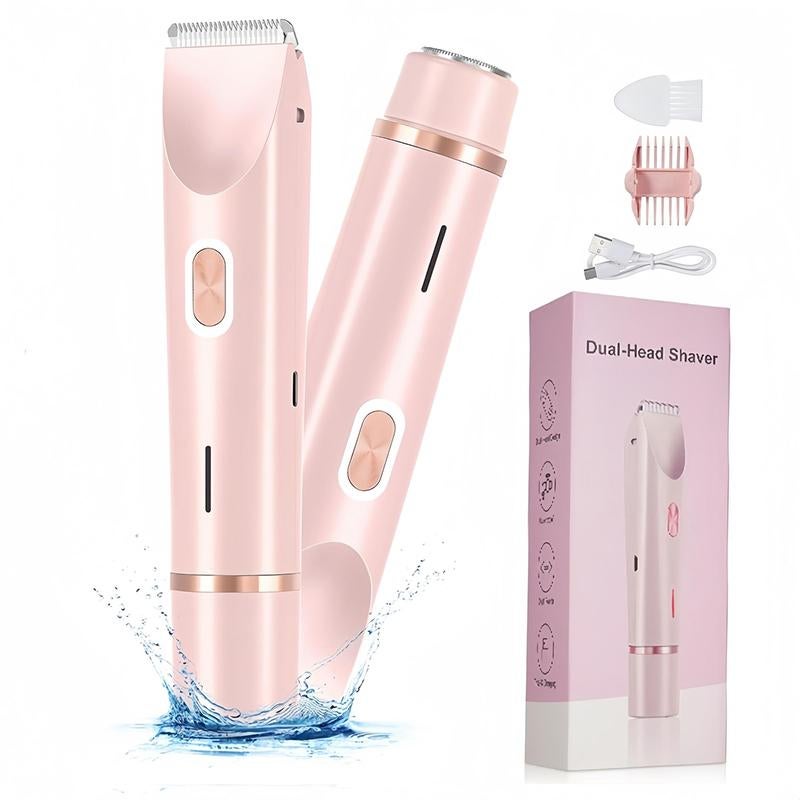 Waterproof Rechargeable Ladies Electric Shaver Dual Head Full Body Wet & Dry Hair Removal Razor - Image 2