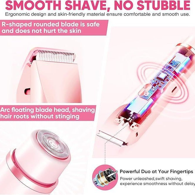 Waterproof Rechargeable Ladies Electric Shaver Dual Head Full Body Wet & Dry Hair Removal Razor - Image 3