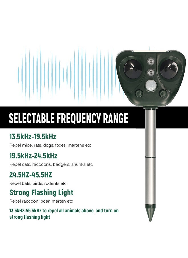 Solar Powered Ultrasonic Animal and Bird Repeller Universal Outdoor Solar Powered Motion Sensor Repellent with Flashing Light
