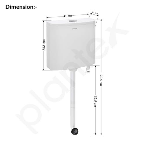 Plantex Dual Cistern Flush Tank/Polypropylene Flush Tank for Toilet with 10 Ltr Water Capacity/Western Toilet Flush Tank - Pack of 1 (White) - Image 5