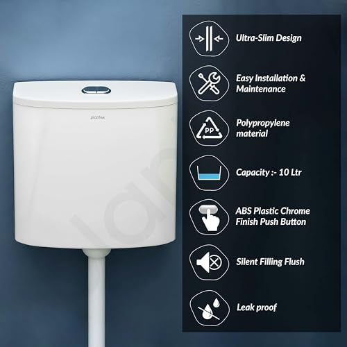 Plantex Dual Cistern Flush Tank/Polypropylene Flush Tank for Toilet with 10 Ltr Water Capacity/Western Toilet Flush Tank - Pack of 1 (White) - Image 2