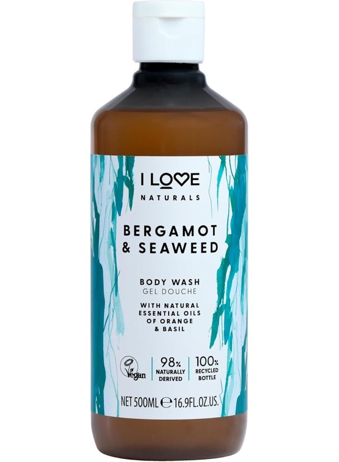 I Love Naturals Bergamot & Seaweed Body Wash | 500ml | Refreshing, Vegan Formula | Sulfate-Free & Energizing Cleanser - Image 1