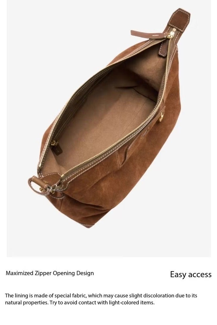 سونغمونت **حقيبة هوبو صغيرة من سونغمونت من الجلد الإبلوش - حقيبة كتف يومية للنساء** - Image 2