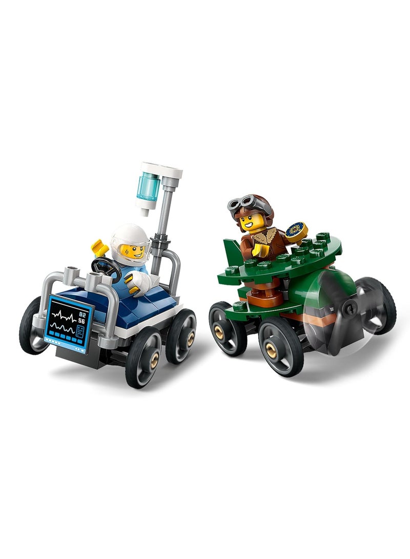 LEGO Aeroplane VS Hospital Bed Race Car Pack Toys - Building Set Includes 2 Minifigures - 60459 - Image 2