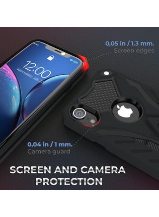 iPhone XR Premium Armor Case Built-In Kickstand - Military-Grade Shockproof Protective Cover with Reinforced Corners (Black) - view 5