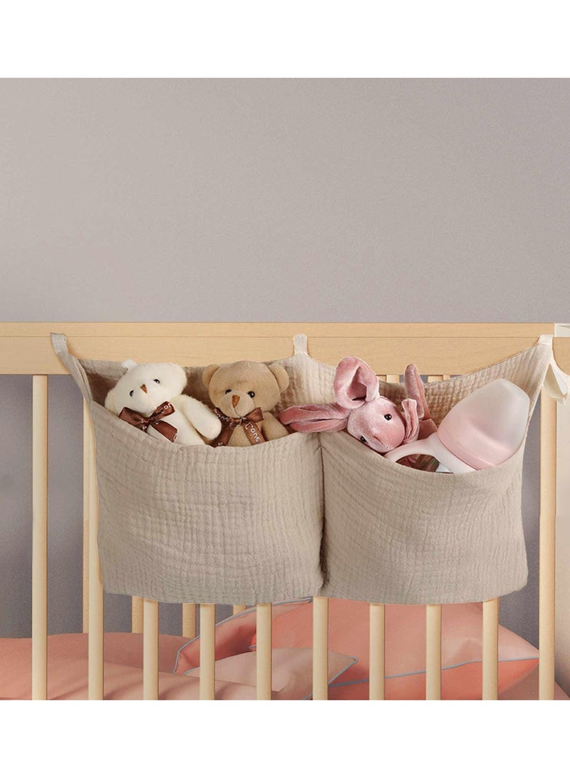 Cobest Diaper Caddy and Organizer for Changing Table and Crib Multi-Functional Hanging Diaper Stacker Nursery Organizer for Cribs Diaper Holder Baby Crib Hanging Storage and Accessories(Khaki, 8"x15") - Image 1