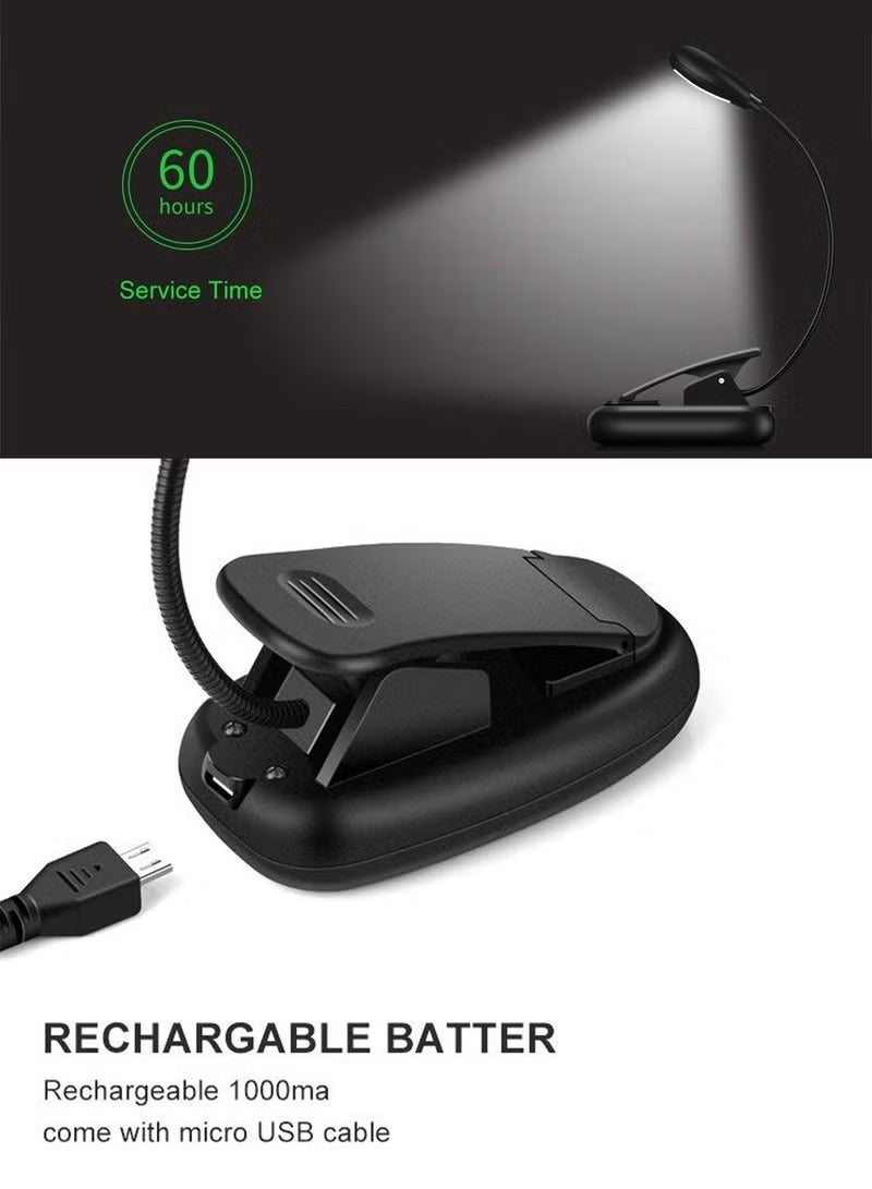 Book Light,LOOPITYS Reading Book Clip Light, 9 Modes, LED Clip Reading Light, Eye-Care USB Rechargeable Reading Lamp for Kids, Flexible Clip-on Book Light for Reading in Bed，desk lamp - Image 4