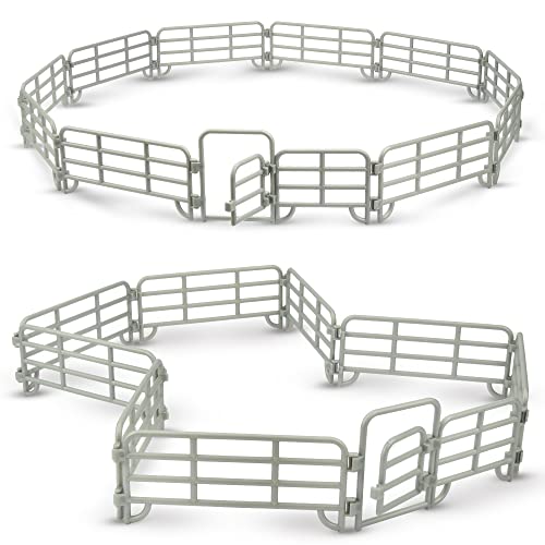 TOYMANY 20PCS Corral Fencing Panel Accessories Playset Includes 2 Gates Fences Plastic Fence Toys for Barn Paddock Horse Stable or Farm Animals Horses Figurines Educational Gift for Kids Toddler - Image 1