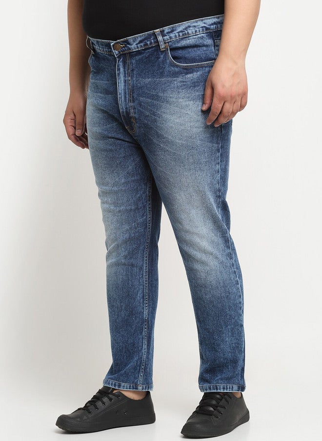 PlusS Comfort Regular-Fit Heavy Fade Stretchable Jeans for Men - Image 2