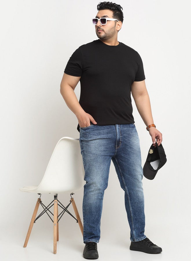 PlusS Comfort Regular-Fit Heavy Fade Stretchable Jeans for Men - Image 4