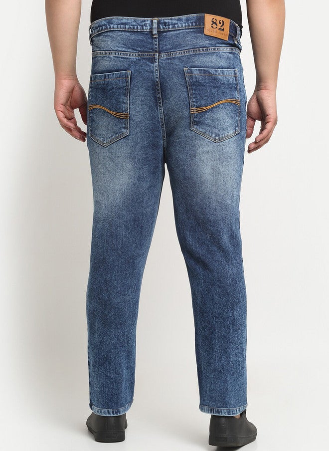 PlusS Comfort Regular-Fit Heavy Fade Stretchable Jeans for Men - Image 3