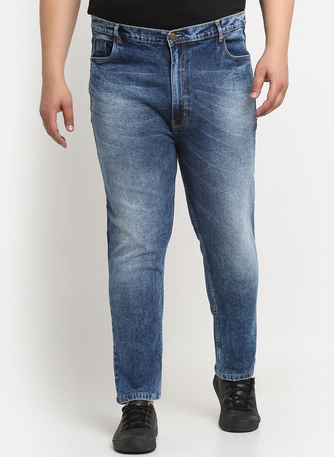 PlusS Comfort Regular-Fit Heavy Fade Stretchable Jeans for Men - Image 1