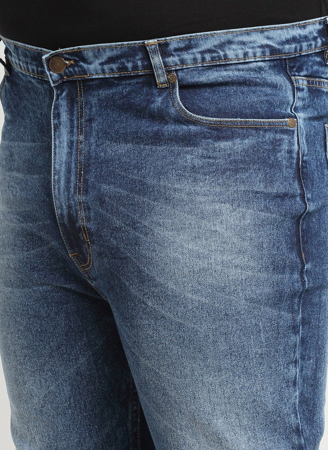 PlusS Comfort Regular-Fit Heavy Fade Stretchable Jeans for Men - Image 5
