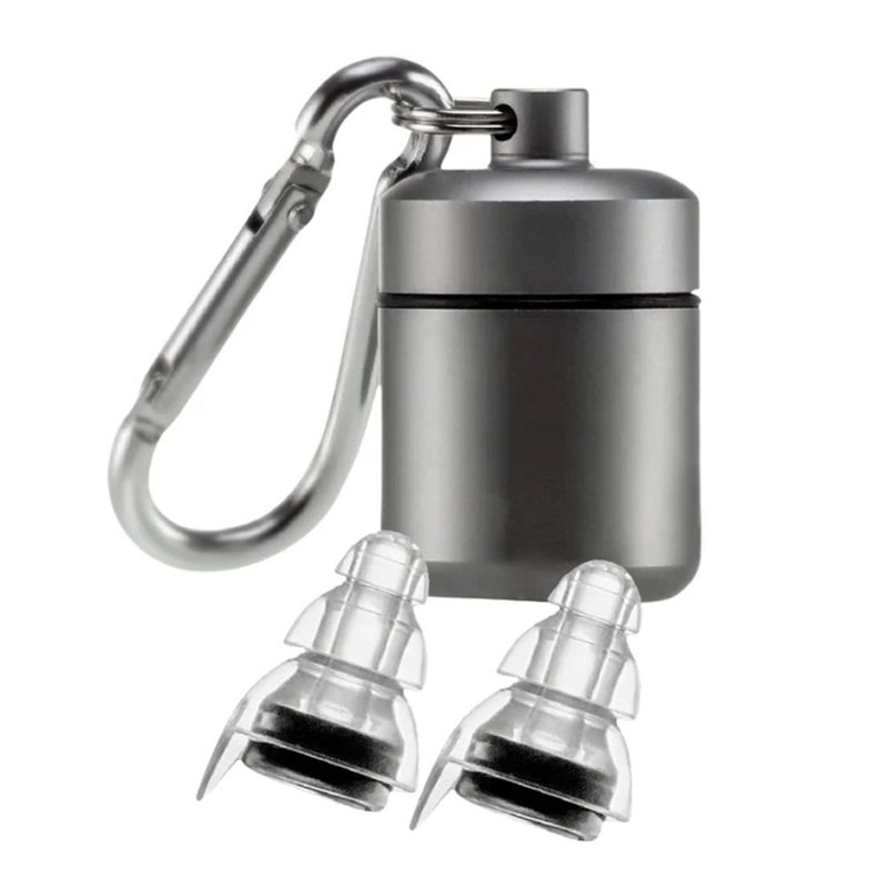Generic Amazon hot sale music earplugs soundproof liquid silicone filter earplugs flying earplugs storage waterproof warehouse Black Earplug Scrub Gun Grey Aluminum Bottle