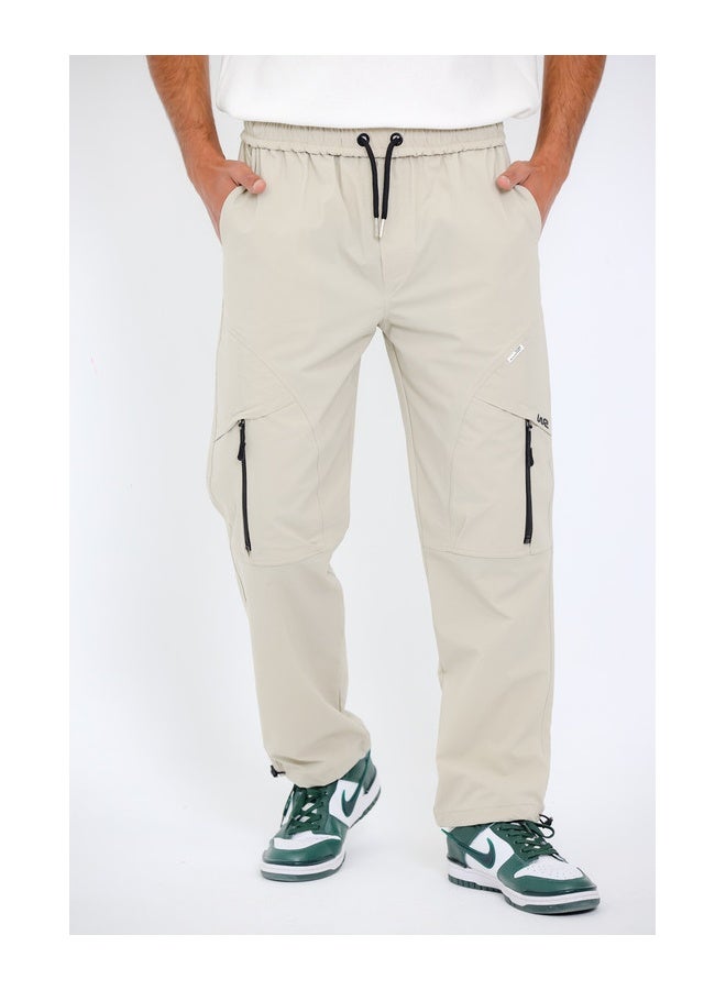 WHITE RABBIT Slip On Plain Beige Practical Joggers  - Image 1